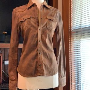 True religion brown button up Georgia shirt